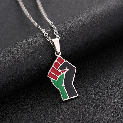 African Fist Symbol Pendant Titanium Steel