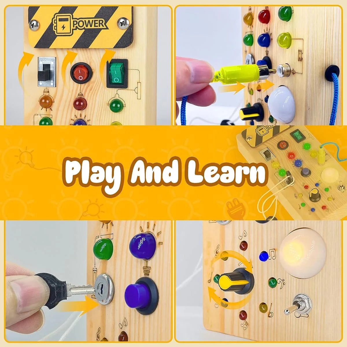 Montessori Busy Board Sensory Toys Wooden Board