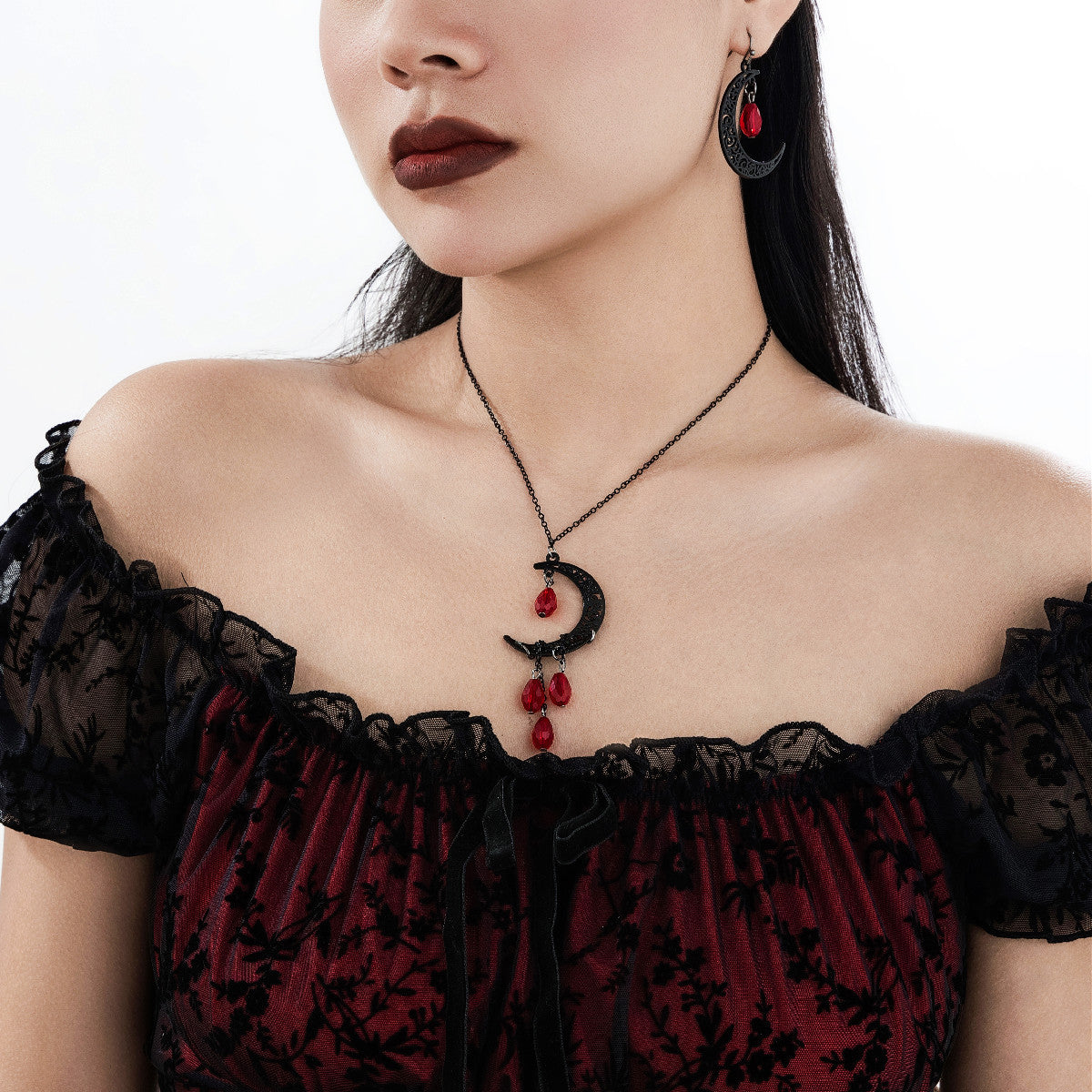 Tassel Water Drop Ruby Necklace