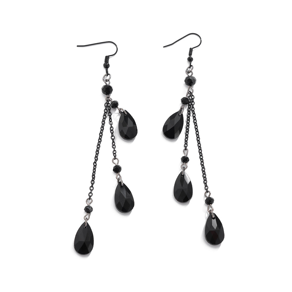 tassel crystal pendant earrings