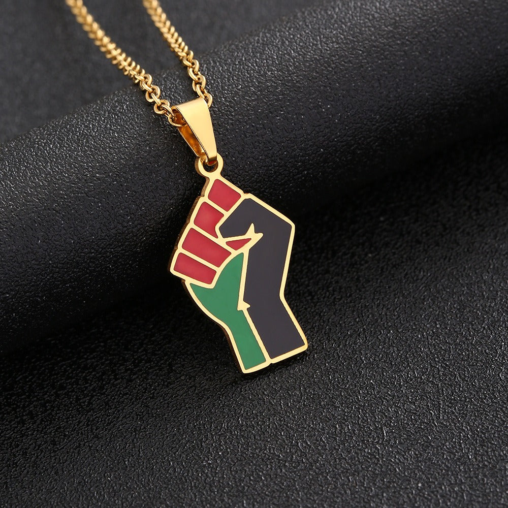 African Fist Symbol Pendant Titanium Steel