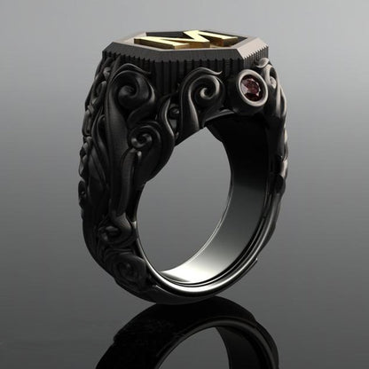 Bohemian Black M Letter Stainless Steel Rings