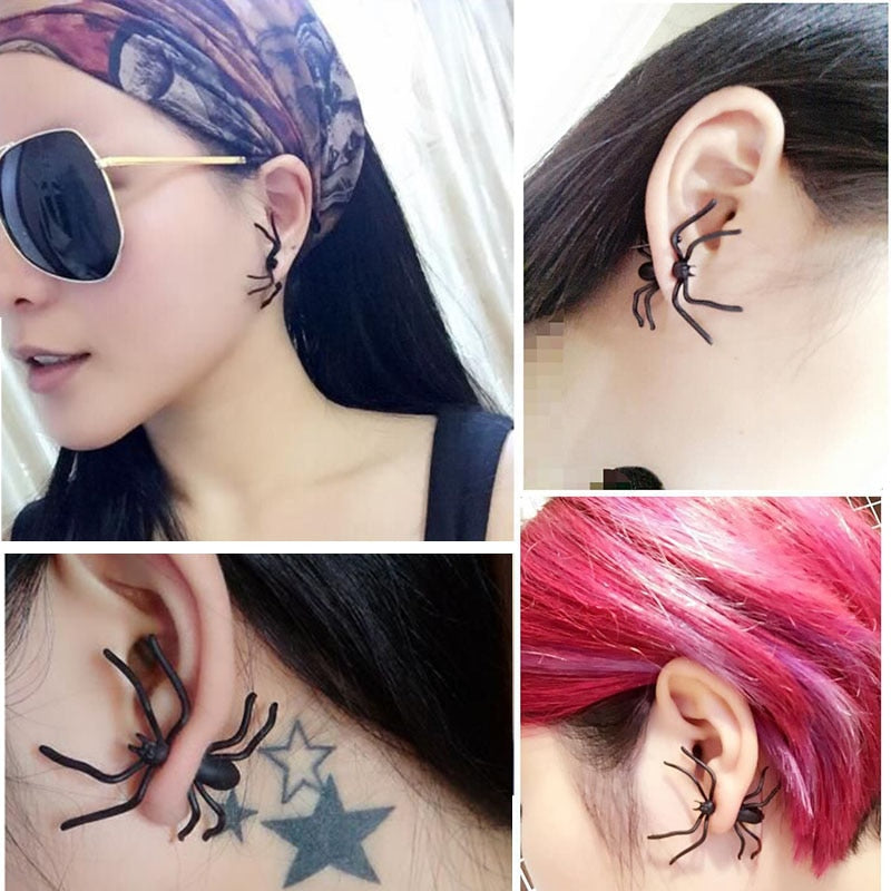 Halloween 3D Creepy Black Spider earrings