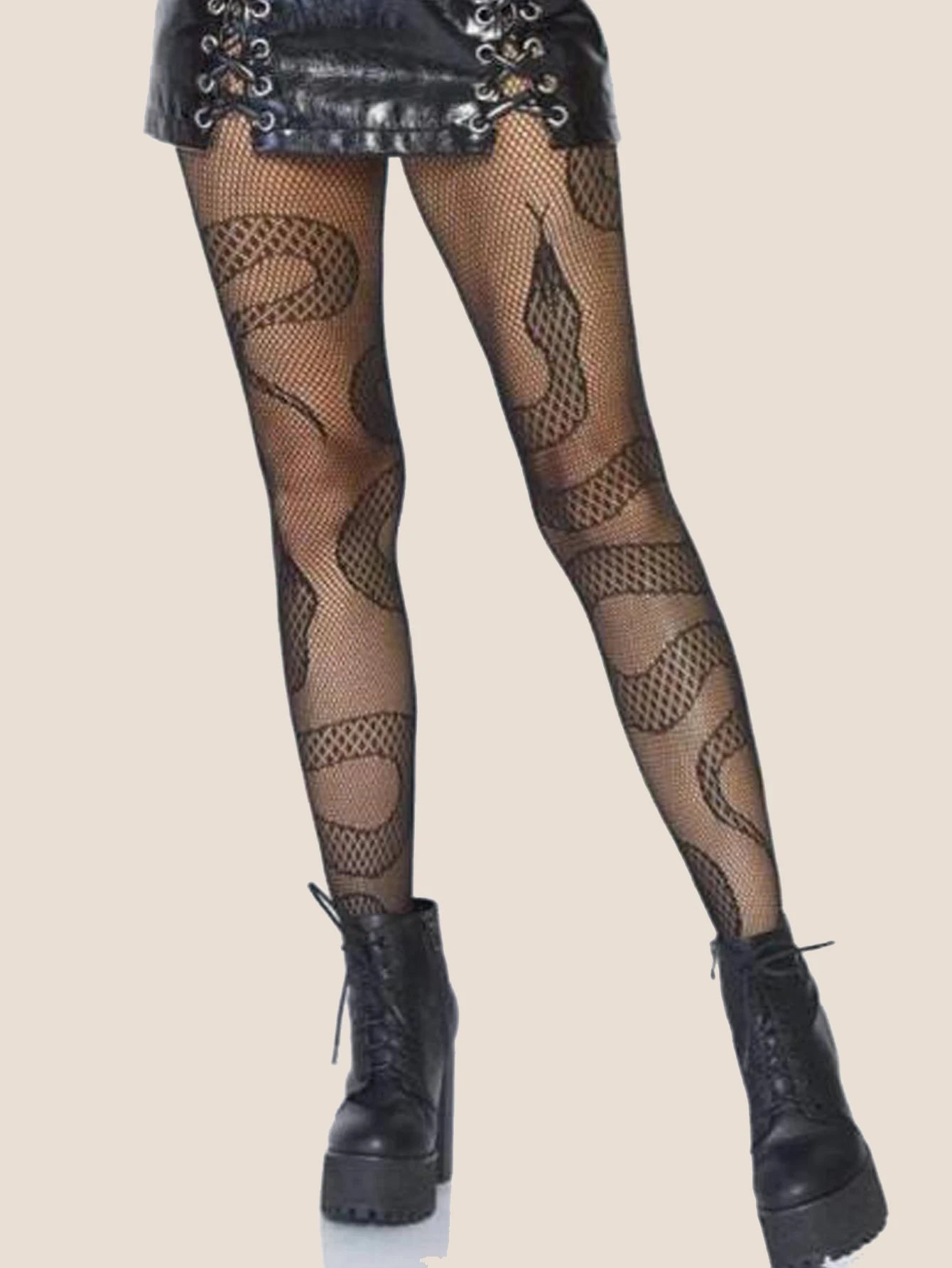 fashionable snake fishnet stockings