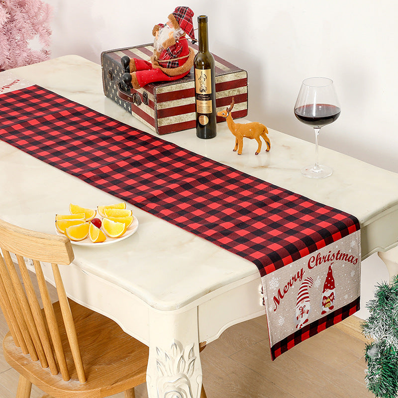 Christmas Black and red checkered table flag