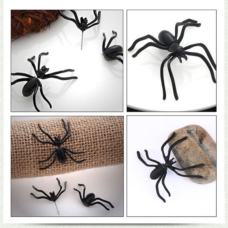 Halloween 3D Creepy Black Spider earrings