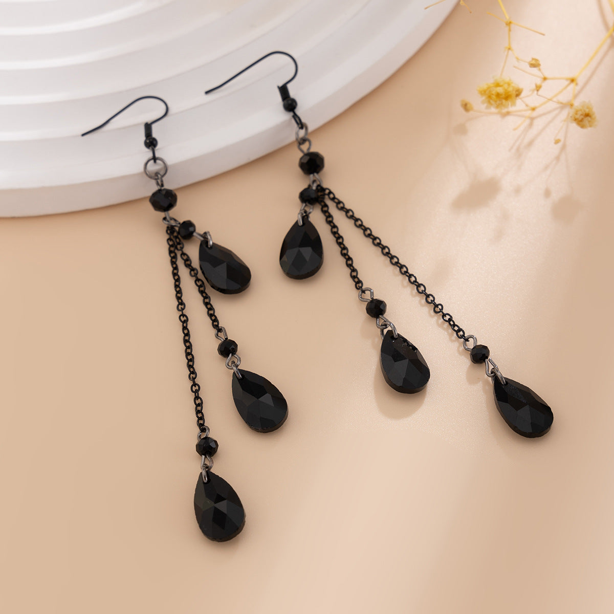tassel crystal pendant earrings