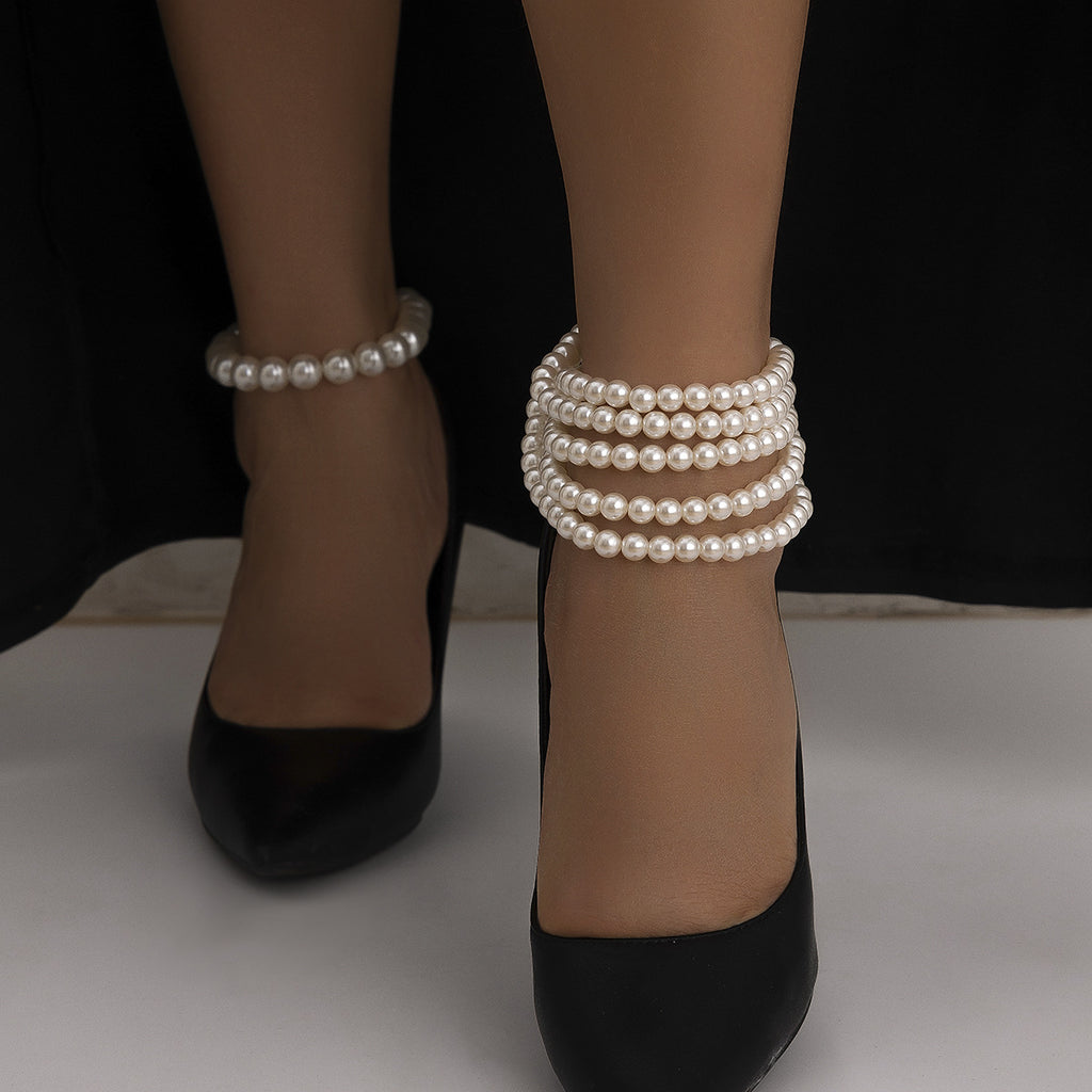 pearl chain ankle bracelet