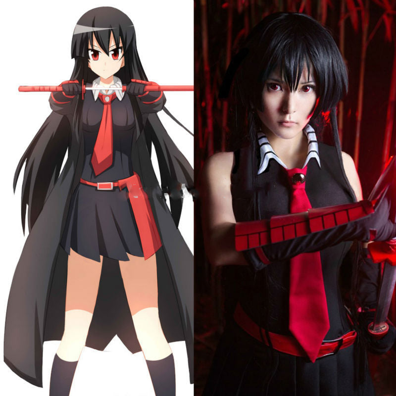 Akame ga KILL  Black Sleeveless Dress Uniform Cosplay