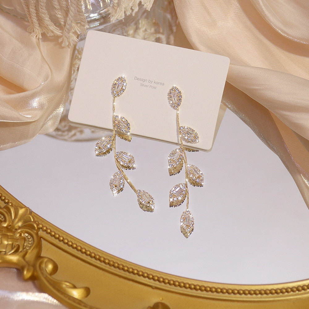 14K Real Gold Plated Leaves Earring