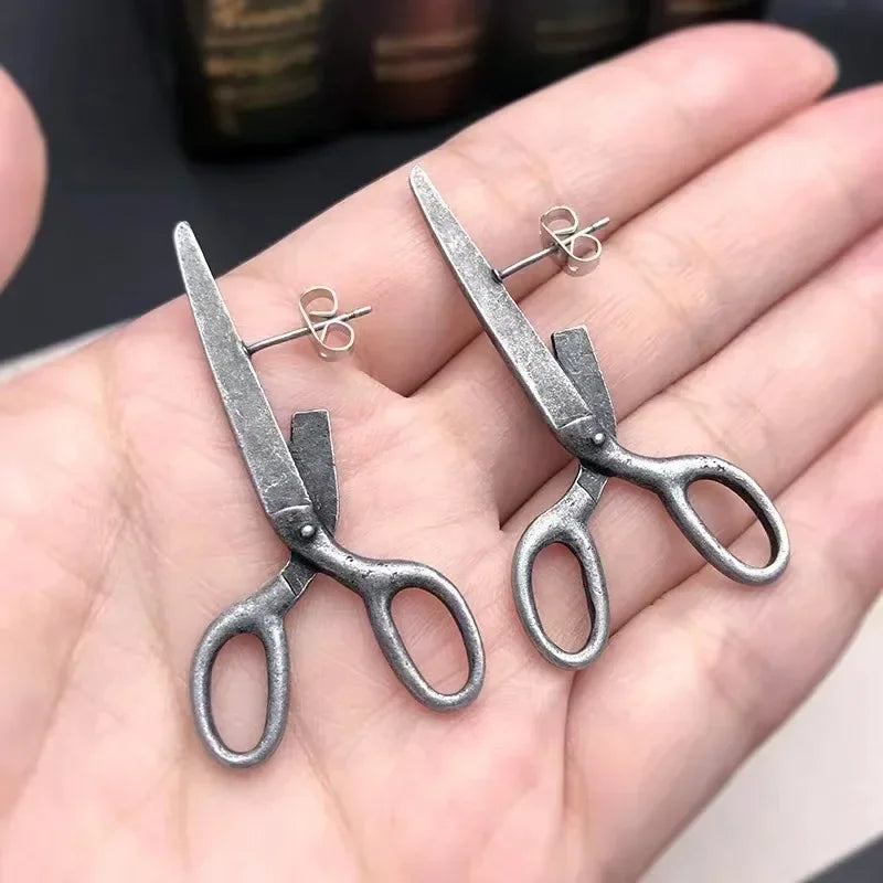 Dark Gothic Vintage Imitation Scissors Stud Earrings