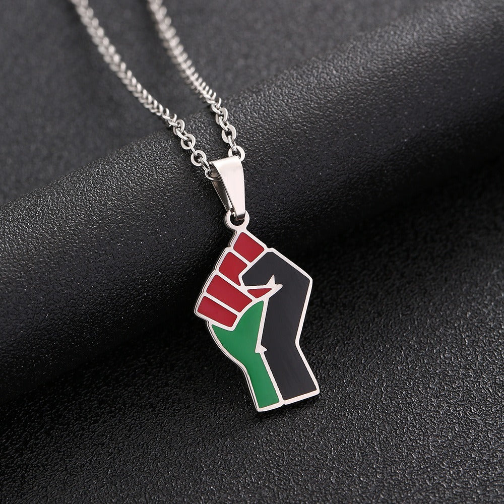 African Fist Symbol Pendant Titanium Steel