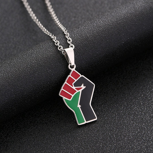 African Fist Symbol Pendant Titanium Steel